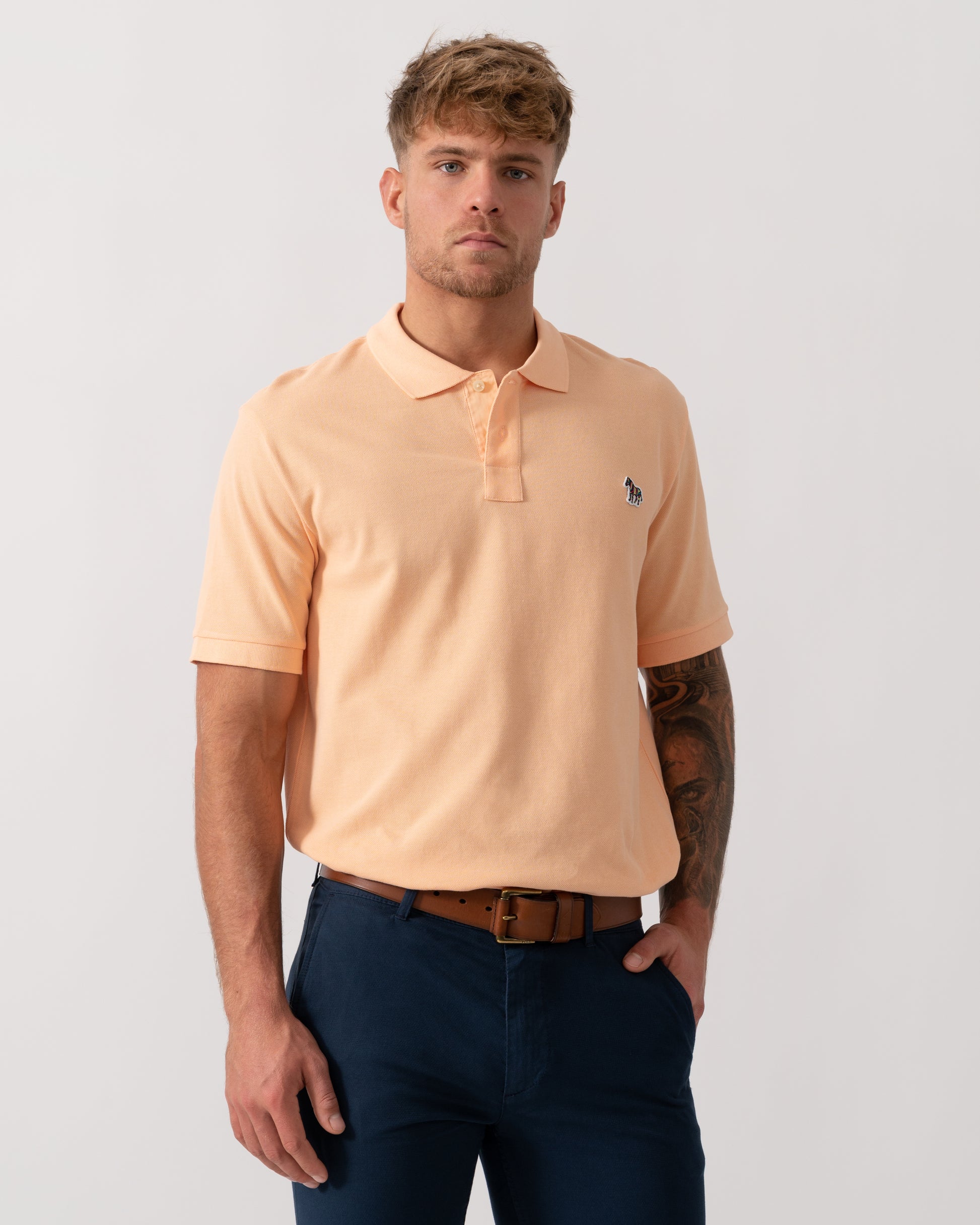 PS Paul Smith Mens Regular Fit Short Sleeve Zebra Polo Shirt - 15D Orange - Main