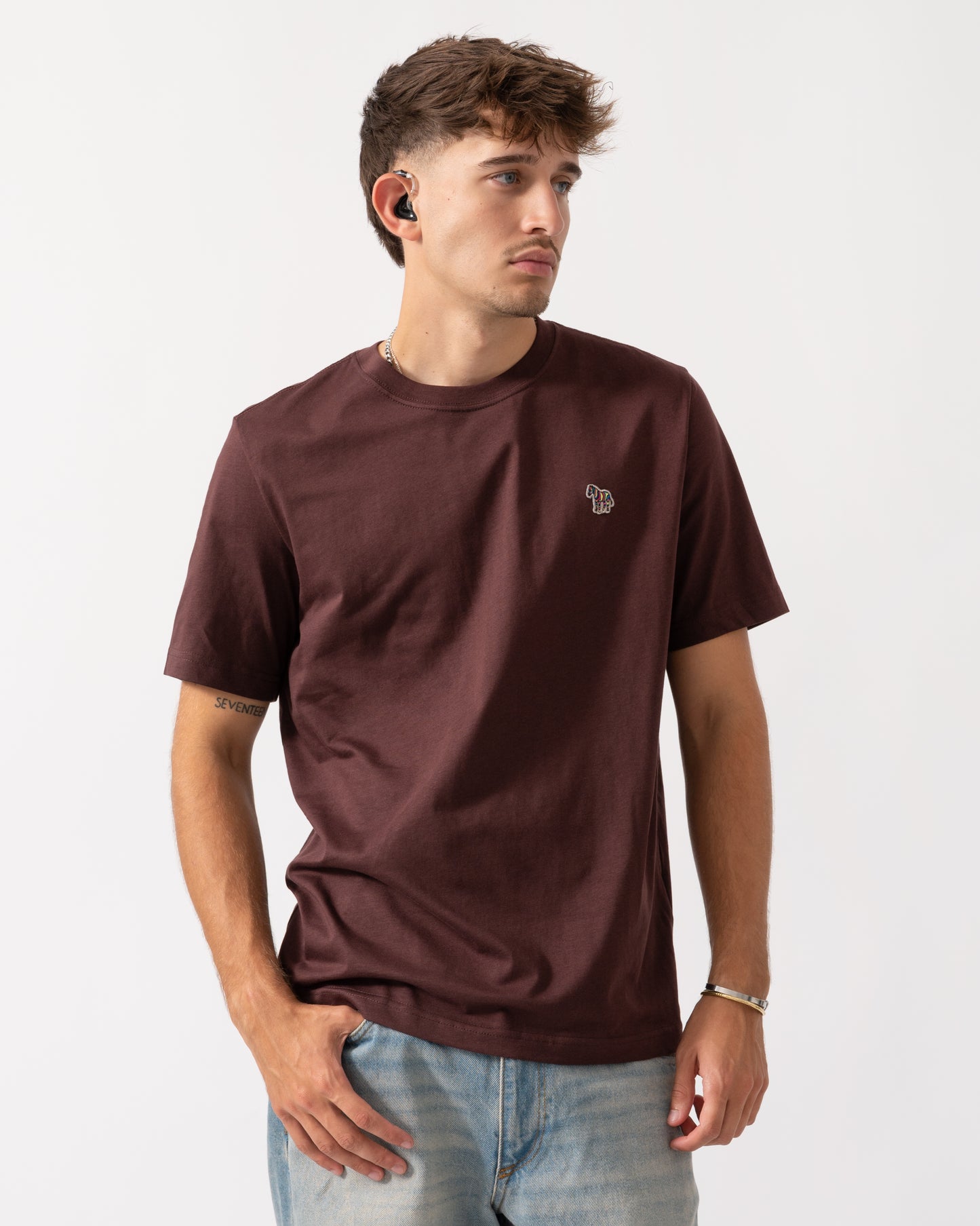 PS Paul Smith Mens Regular Fit Short Sleeve Zebra T-Shirt - 29B Dark Red