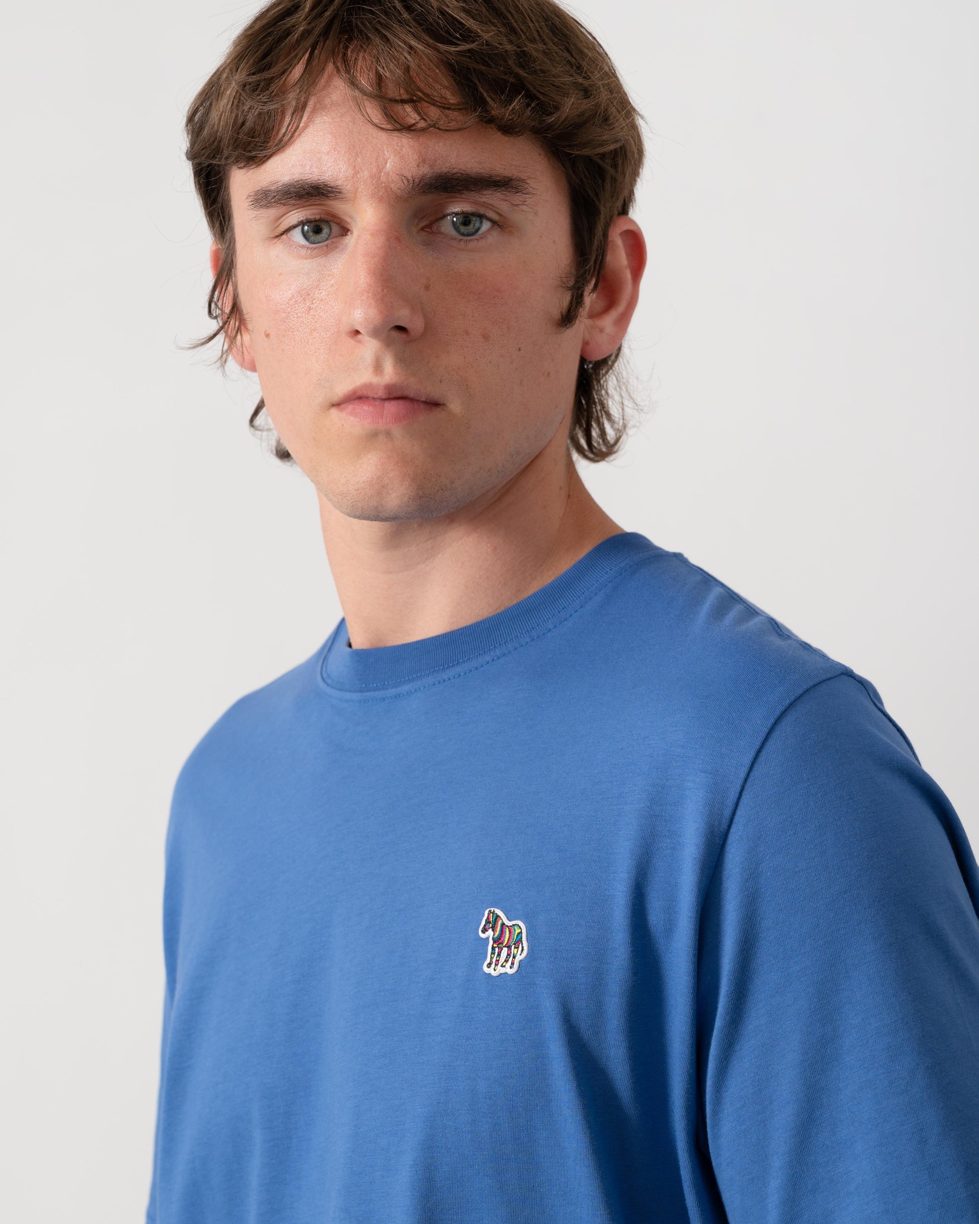 PS Paul Smith Mens Organic Cotton Zebra Logo T-Shirt - 44M Blue