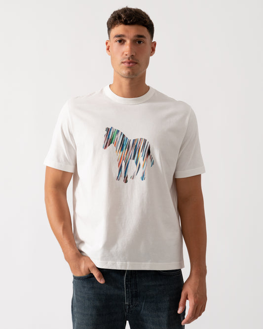 PS Paul Smith Mens Short Sleeve Zebra Col Stripe T-Shirt - 02 Off White