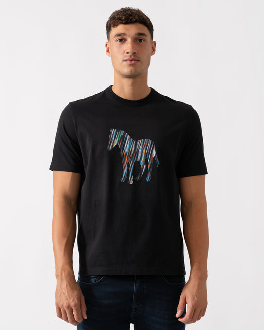 PS Paul Smith Mens Short Sleeve Zebra Col Stripe T-Shirt - 79 Black