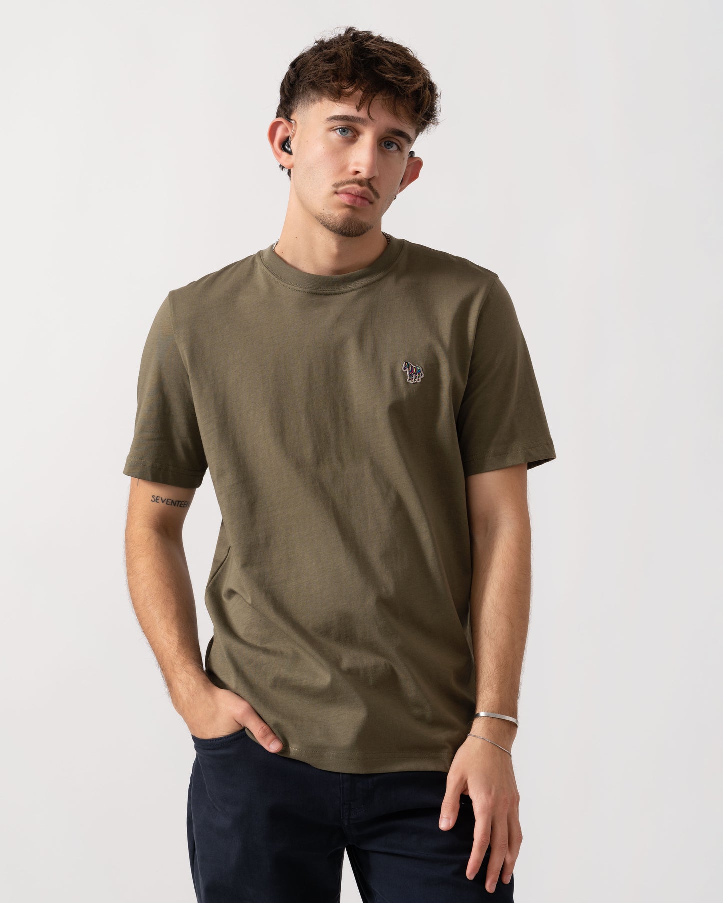 PS Paul Smith Mens Short Sleeve Zebra Graphic T-Shirt - 36F Green main