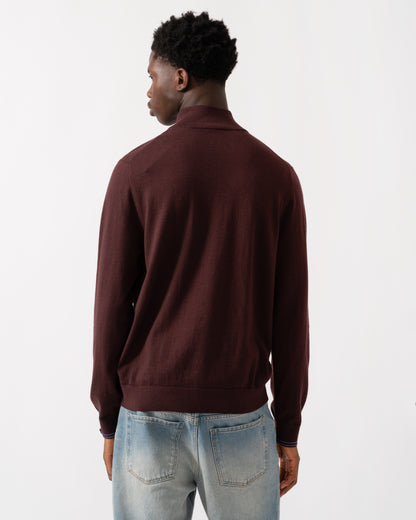 PS Paul Smith Mens Zebra Badge 1/4 Zip Jumper - 29 Very Dark Red
