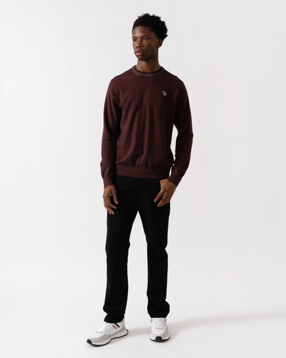 PS Paul Smith Mens Zebra Badge Crew Neck Jumper - 29 Very Dark Red
