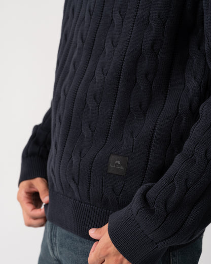 PS Paul Smith Mens Zip Neck Sweater - 49 Very Dark Navy