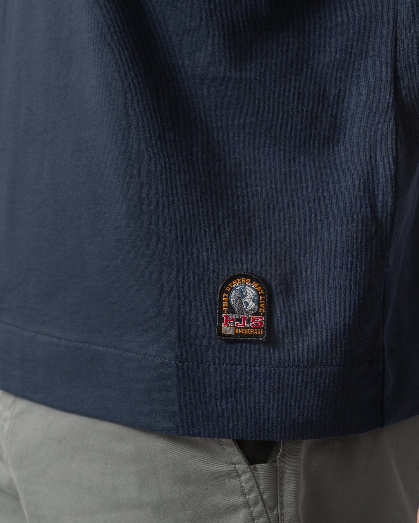 logo detail of a Parajumpers Baildon Mens T-Shirt in Ink Blue 571