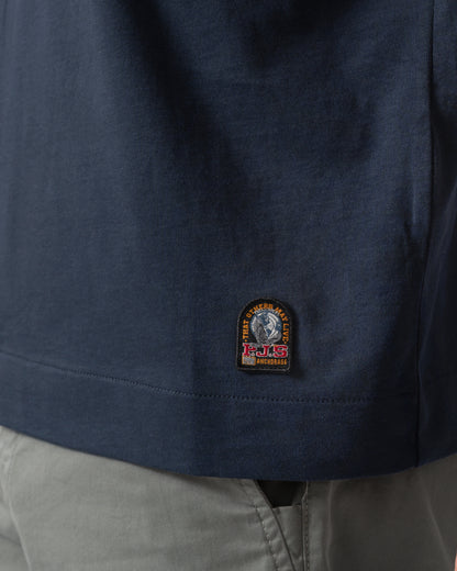 logo detail of a Parajumpers Baildon Mens T-Shirt in Ink Blue 571