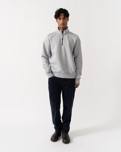 Man wearing Parajumpers Broad Peak Mens Quarter Zip Sweatshirt - Ash Grey Melange 608