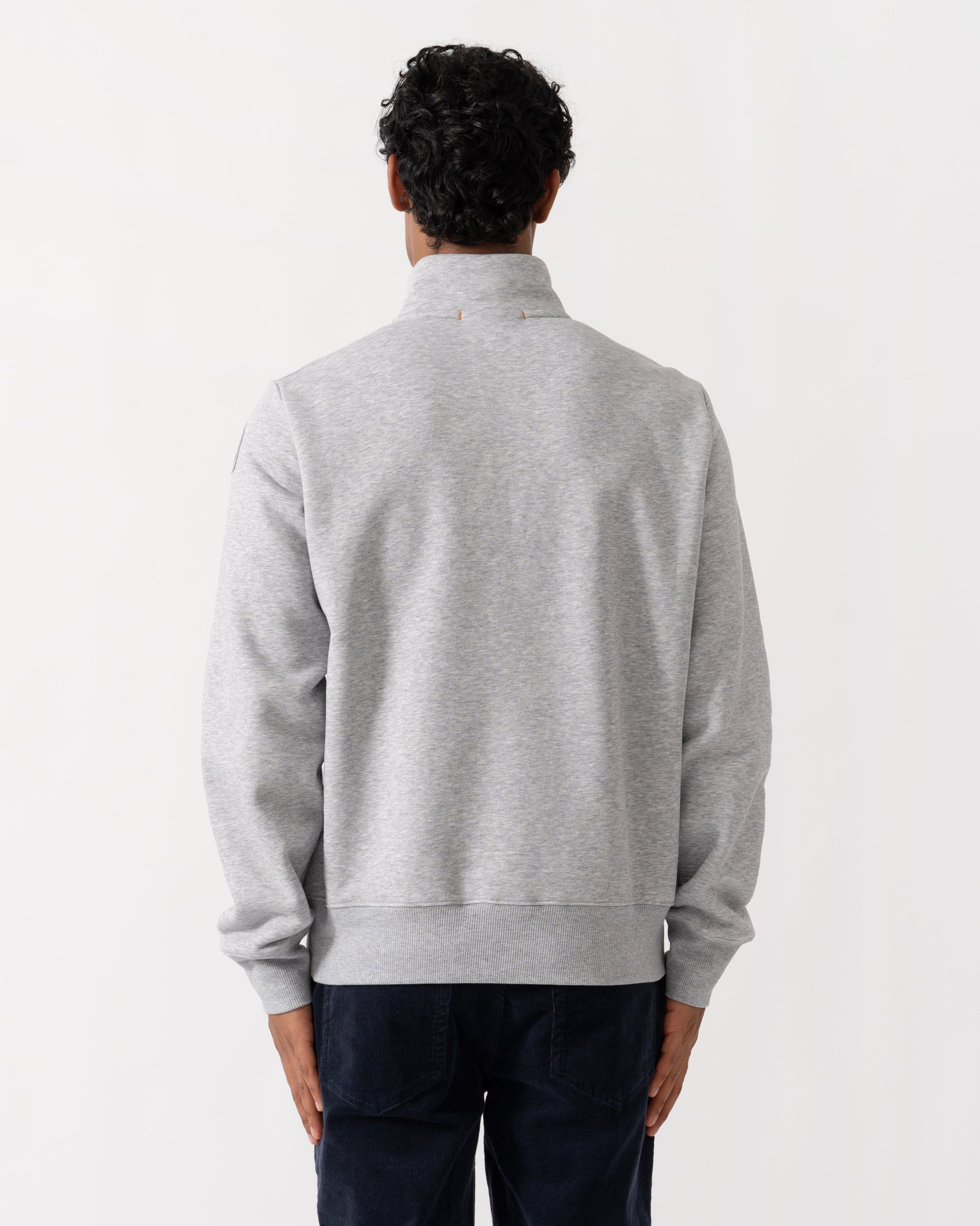 Back of Parajumpers Broad Peak Mens Quarter Zip Sweatshirt - Ash Grey Melange 608