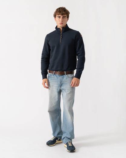 Outfit shot of Parajumpers Broad Peak Mens Quarter Zip Sweatshirt - Blue Navy 316