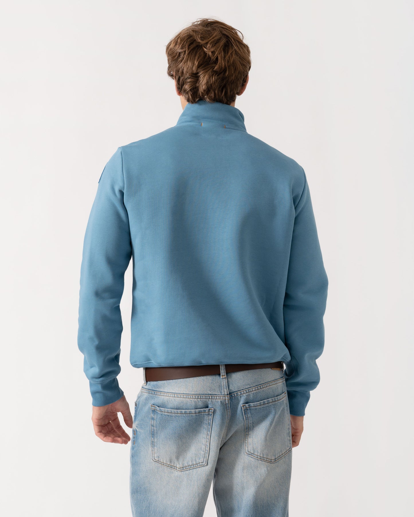 Back shot of Parajumpers Broad Peak Mens Quarter Zip Sweatshirt - Sky Steel 138