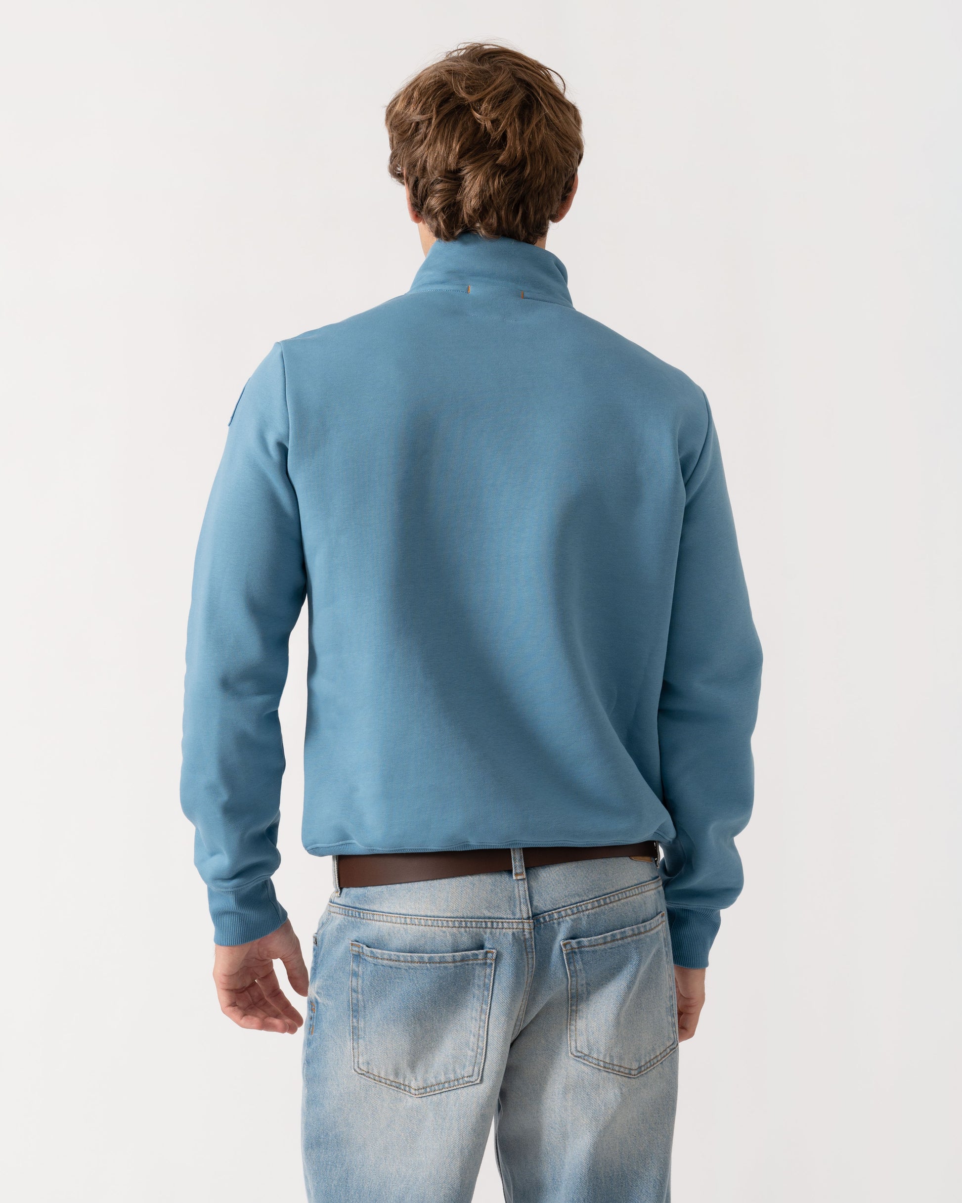 Back shot of Parajumpers Broad Peak Mens Quarter Zip Sweatshirt - Sky Steel 138