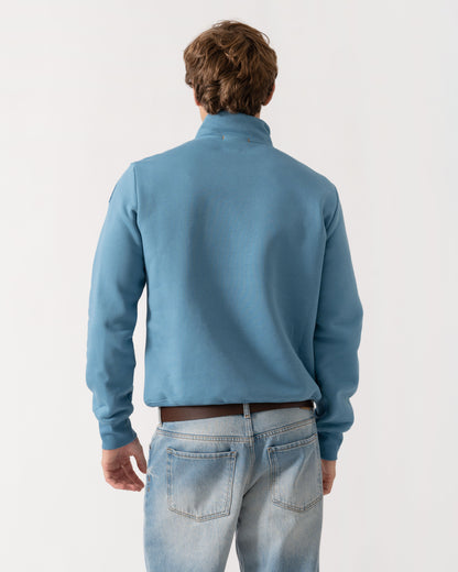Back shot of Parajumpers Broad Peak Mens Quarter Zip Sweatshirt - Sky Steel 138