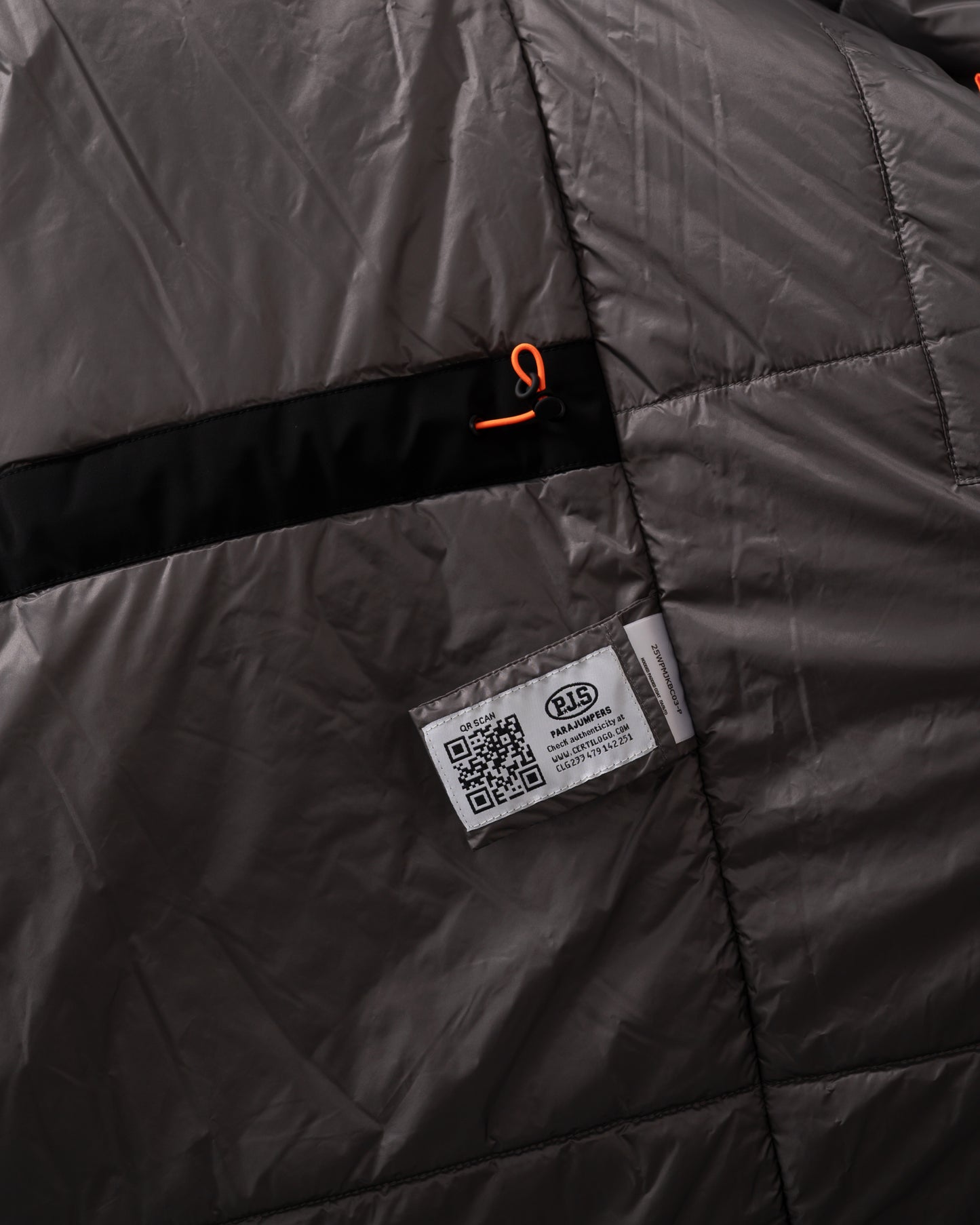 lining detail of a Parajumpers Easy Mens Hooded Padded Coat in Black