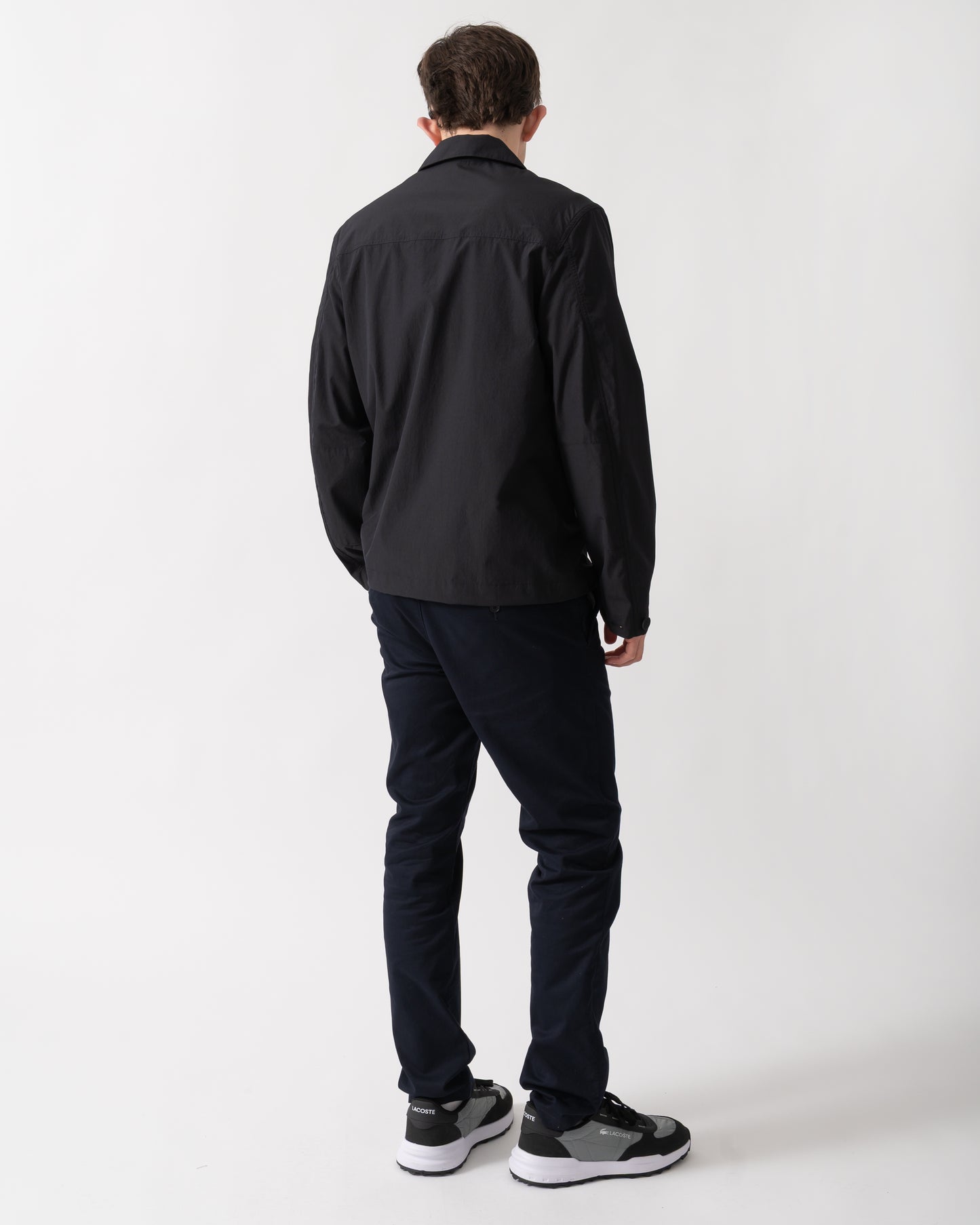 back shot of a model wearing a Parajumpers Elgin Mens Overshirt in Black 541