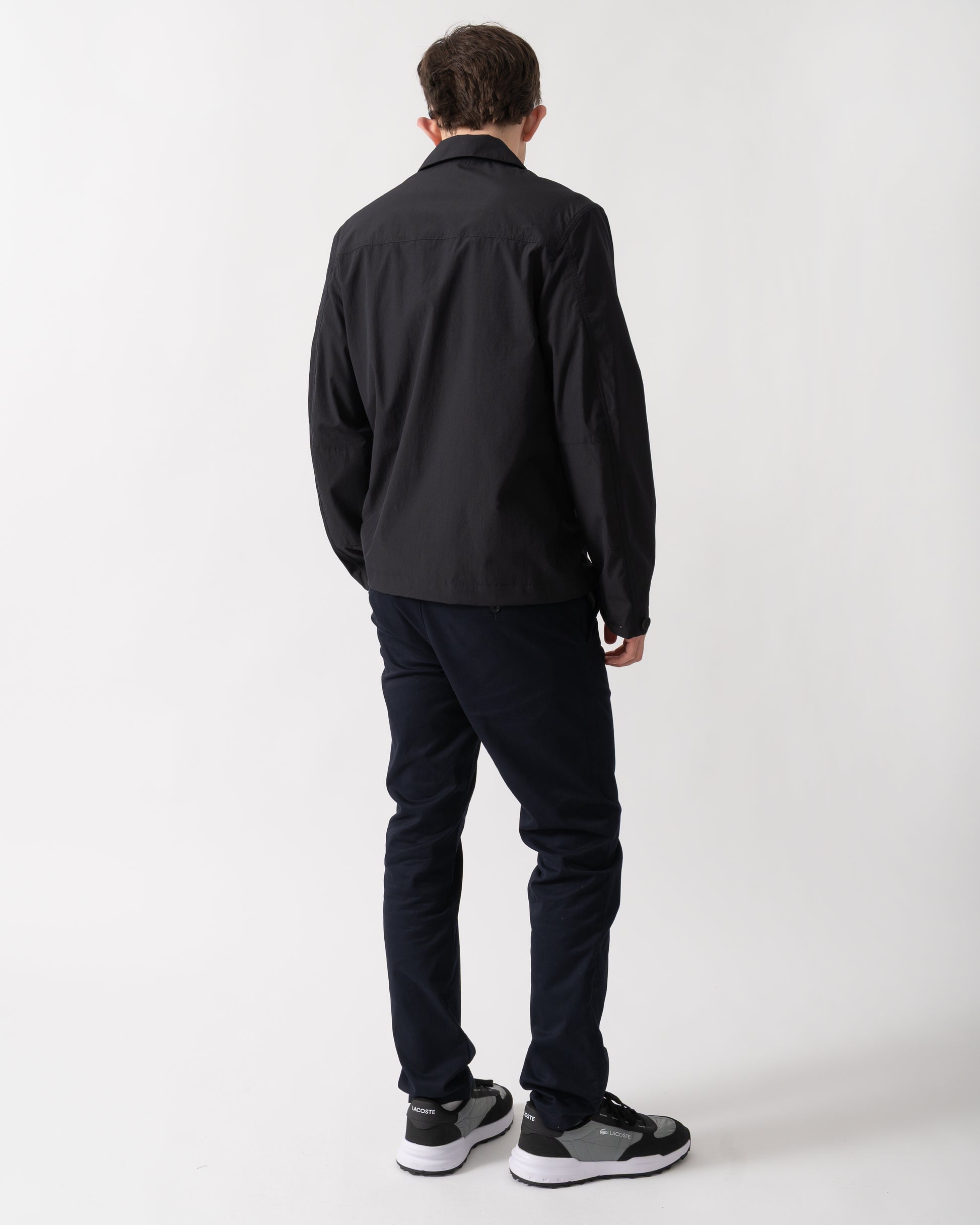 back shot of a model wearing a Parajumpers Elgin Mens Overshirt in Black 541