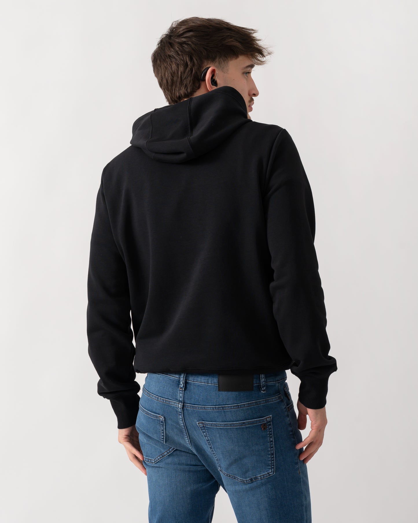 back shot of a model wearing a Parajumpers Everest Mens Pullover Hoodie in Black 541