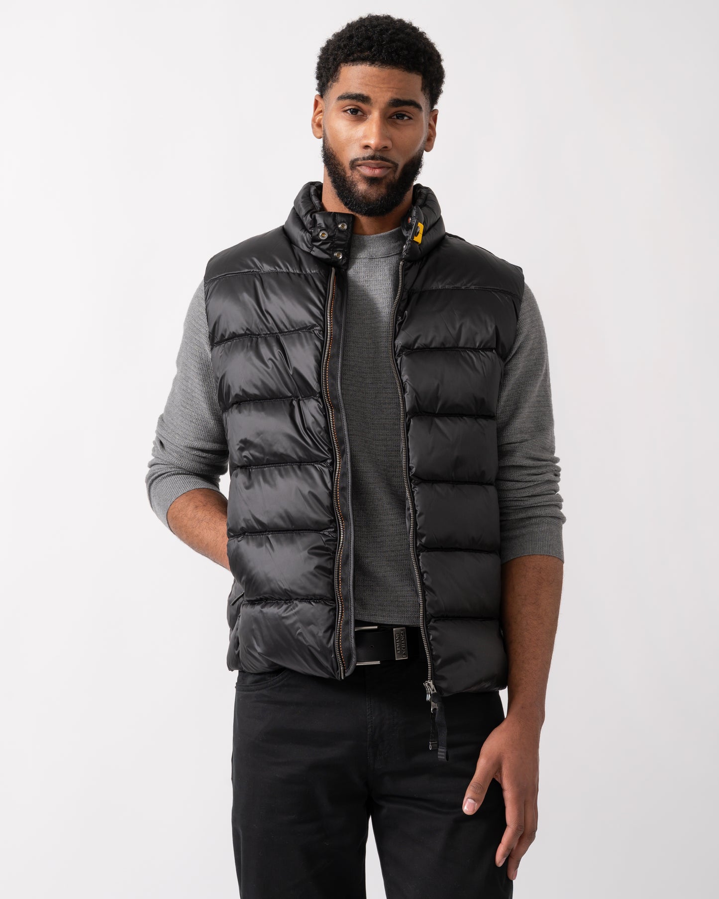 model wearing a Parajumpers Jeordie Mens Down Vest in Black