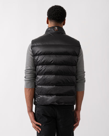 back shot of a model wearing a Parajumpers Jeordie Mens Down Vest in Black
