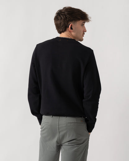 back shot of a model wearing a Parajumpers K2 Crew Neck Mens Sweatshirt in Black 541