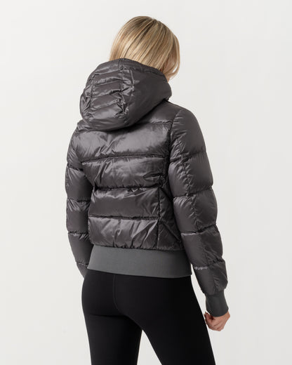 Back of the Parajumpers Mariah Womens Hooded Down Bomber Jacket - Graphite Orchid 124