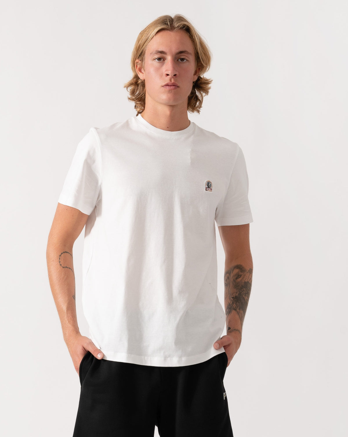 Front of the Parajumpers Mens Patch T-Shirt - White 501