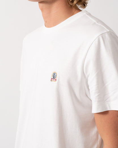 Logo on the Parajumpers Mens Patch T-Shirt - White 501