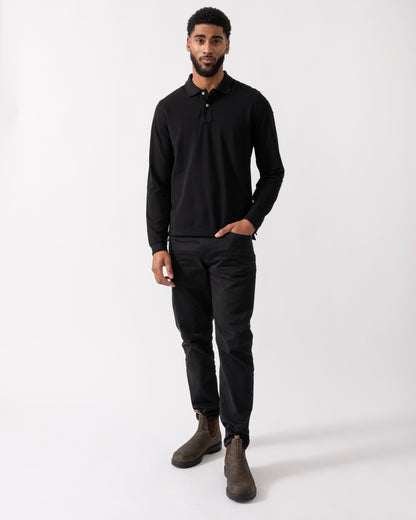 Full length shot of a Model wearing a Parajumpers Oberon Polo Mens Polo in Black