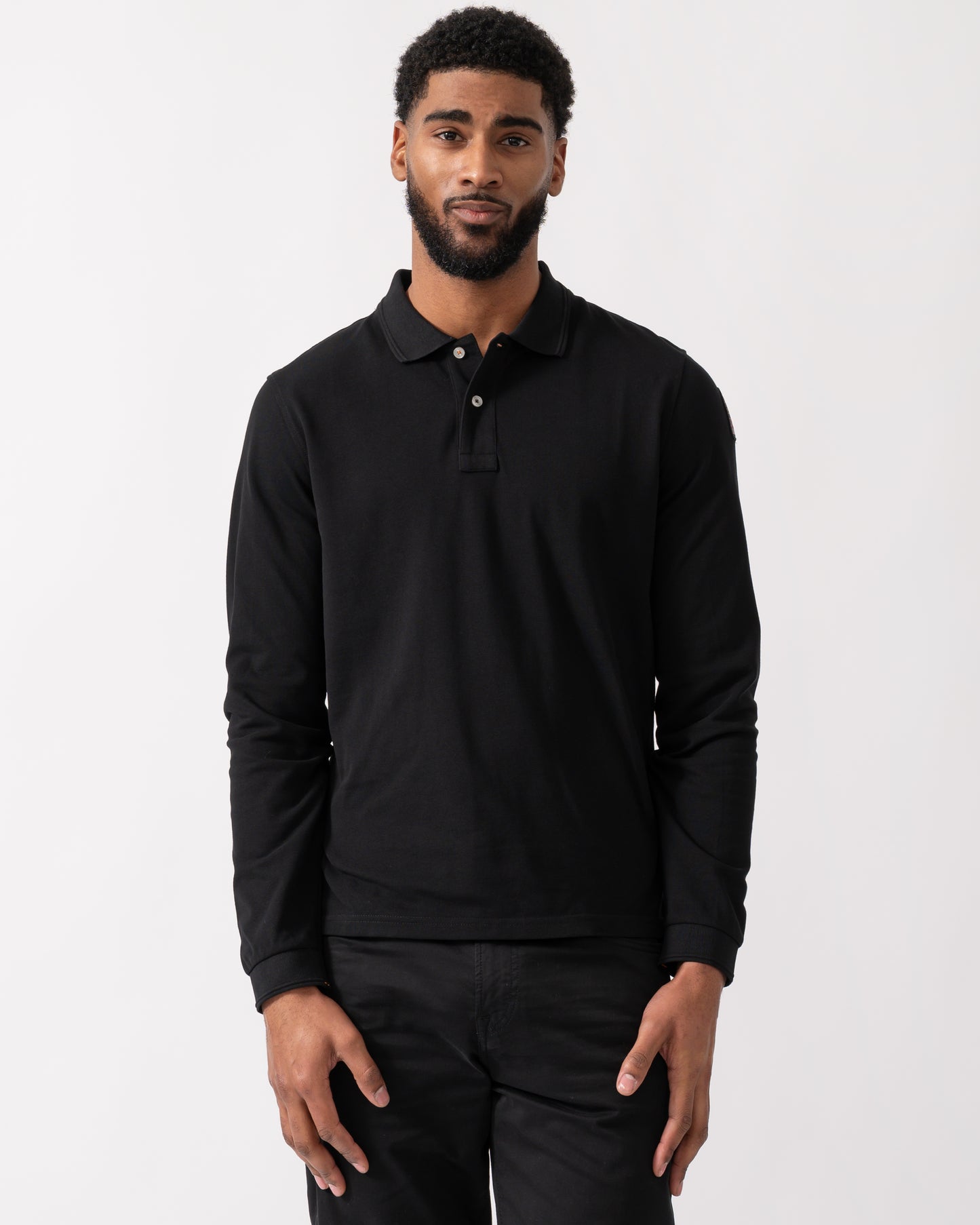 Model wearing a Parajumpers Oberon Polo Mens Polo in Black