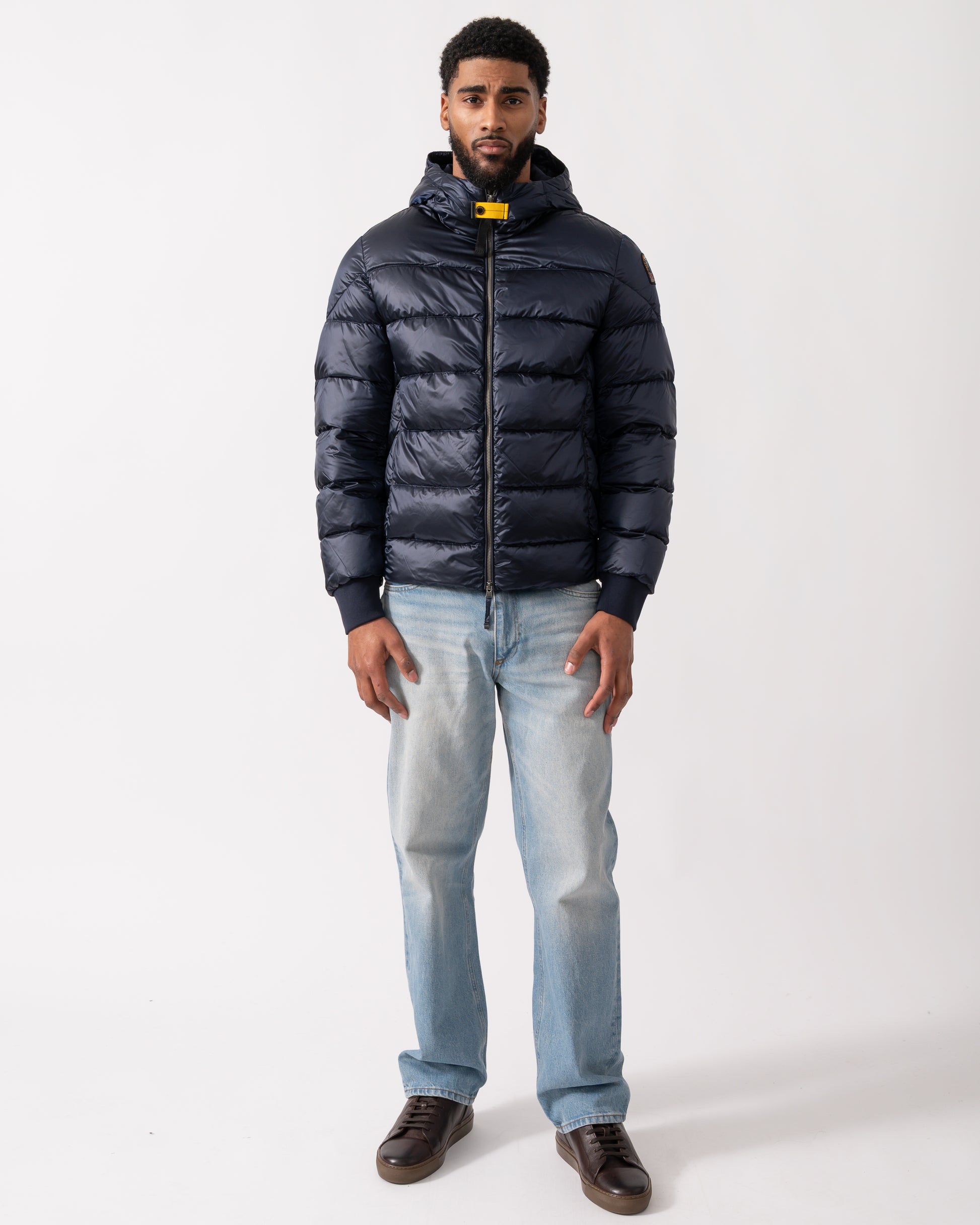 Parajumpers Pharrell Mens Hooded Down Bomber - Blue Navy 316 - CHO - Designer Mens Bomber Jackets