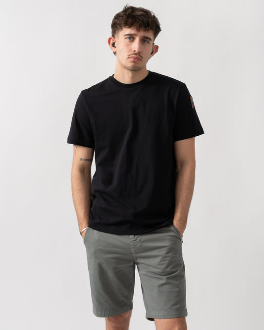 studio shot of a model wearing a Parajumpers Shispare Mens T-Shirt in Black 541