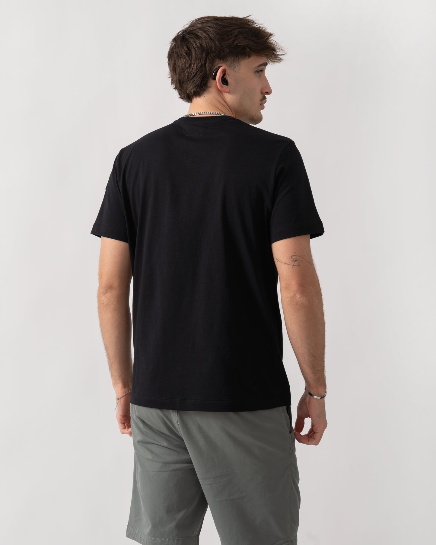 back shot of a model wearing a Parajumpers Shispare Mens T-Shirt in Black 541