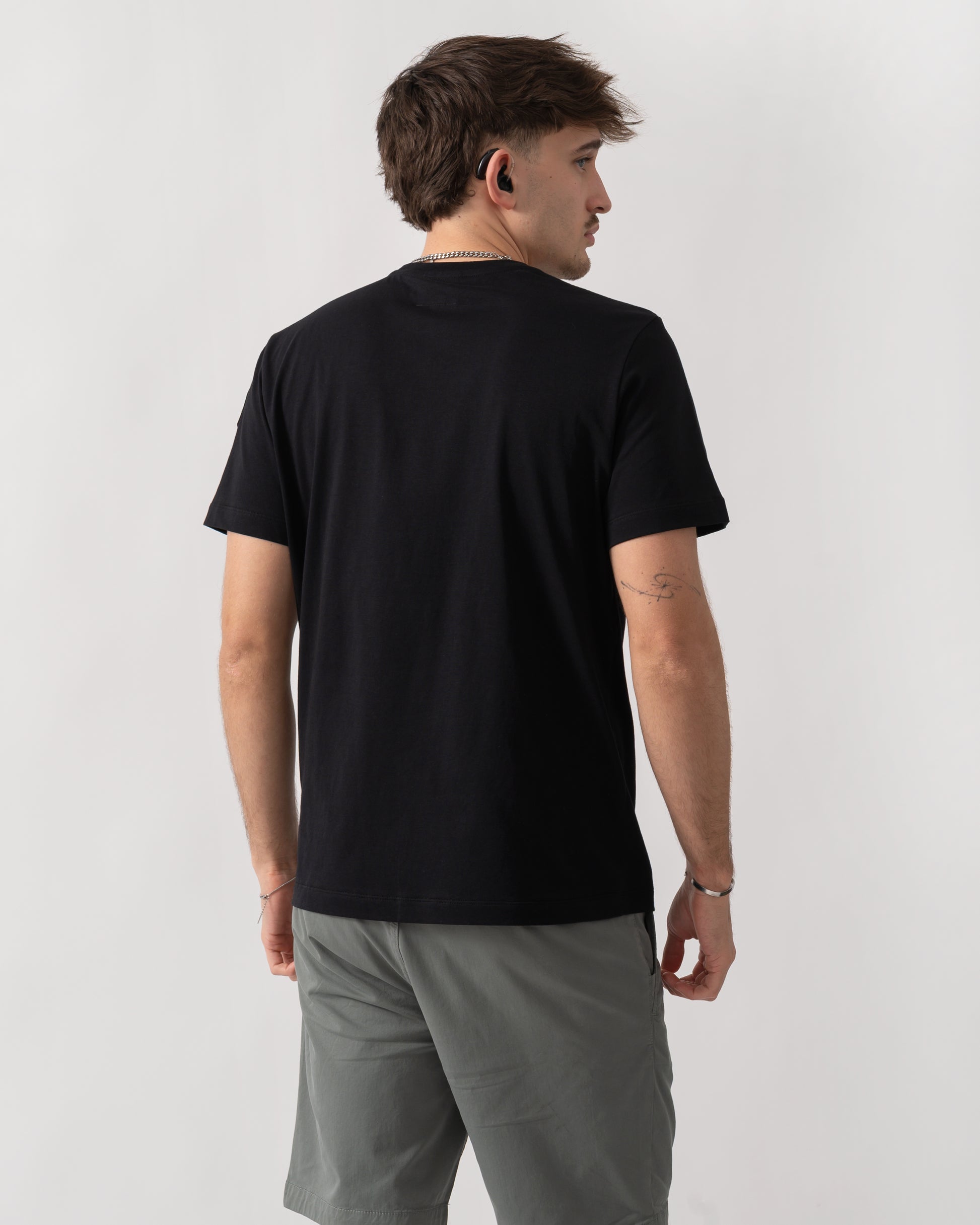 back shot of a model wearing a Parajumpers Shispare Mens T-Shirt in Black 541