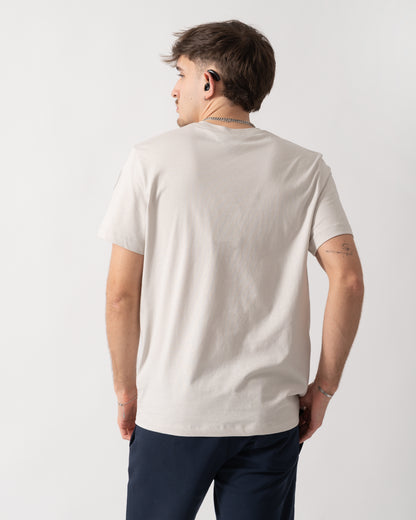 back shot of a model wearing a Parajumpers Shispare Mens T-Shirt in Ice 324