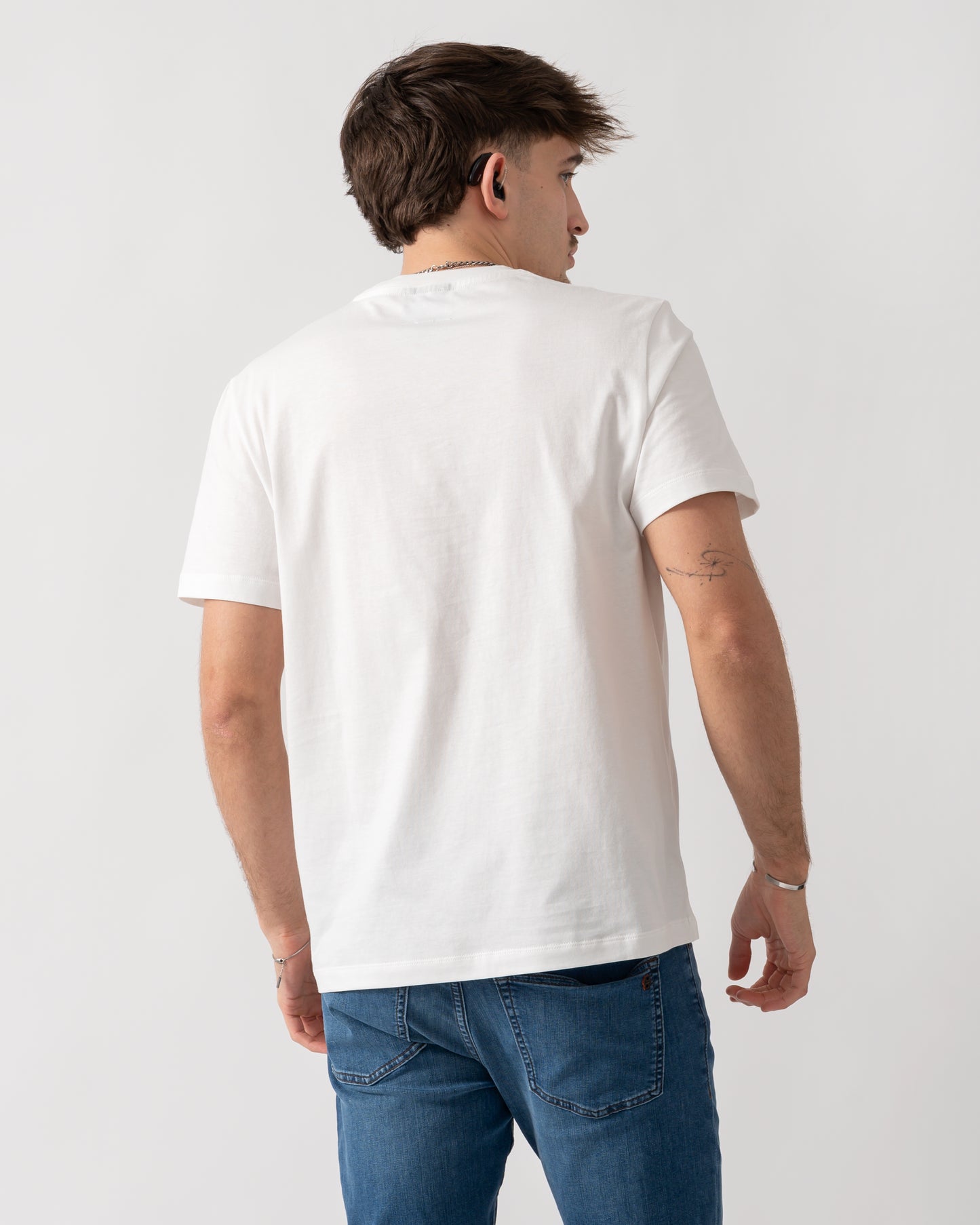 back shot of a model wearing s Parajumpers Shispare Mens T-Shirt in White 501
