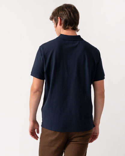 back of a Parajumpers Wellington Mens Polo Shirt in Blue Navy 316