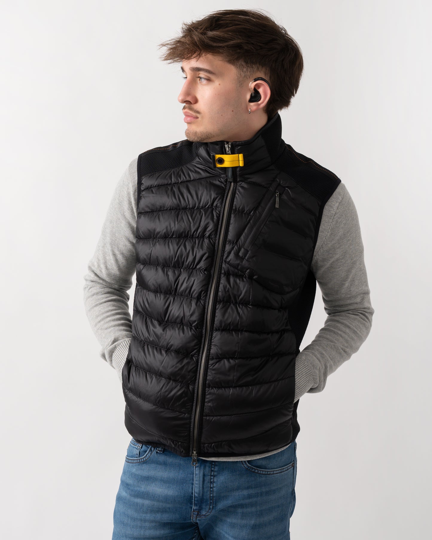 Parajumpers Zavier Mens Fleece/Nylon Gilet - Black 541 | CHO | Designer Mens Padded Gilets