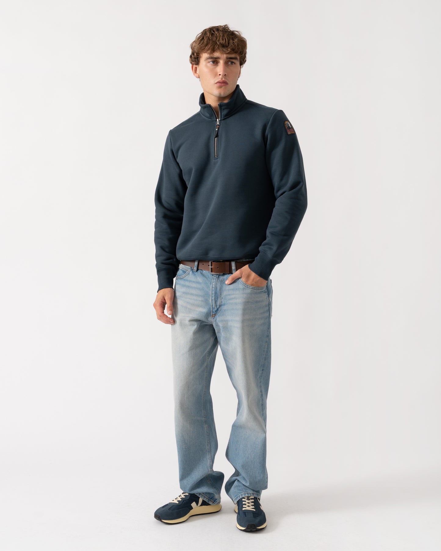 Parajumpers Broad Peak Mens Quarter Zip Sweatshirt - Nine Iron 765 | CHO | Designer Mens Quarter Zip Sweatshirts