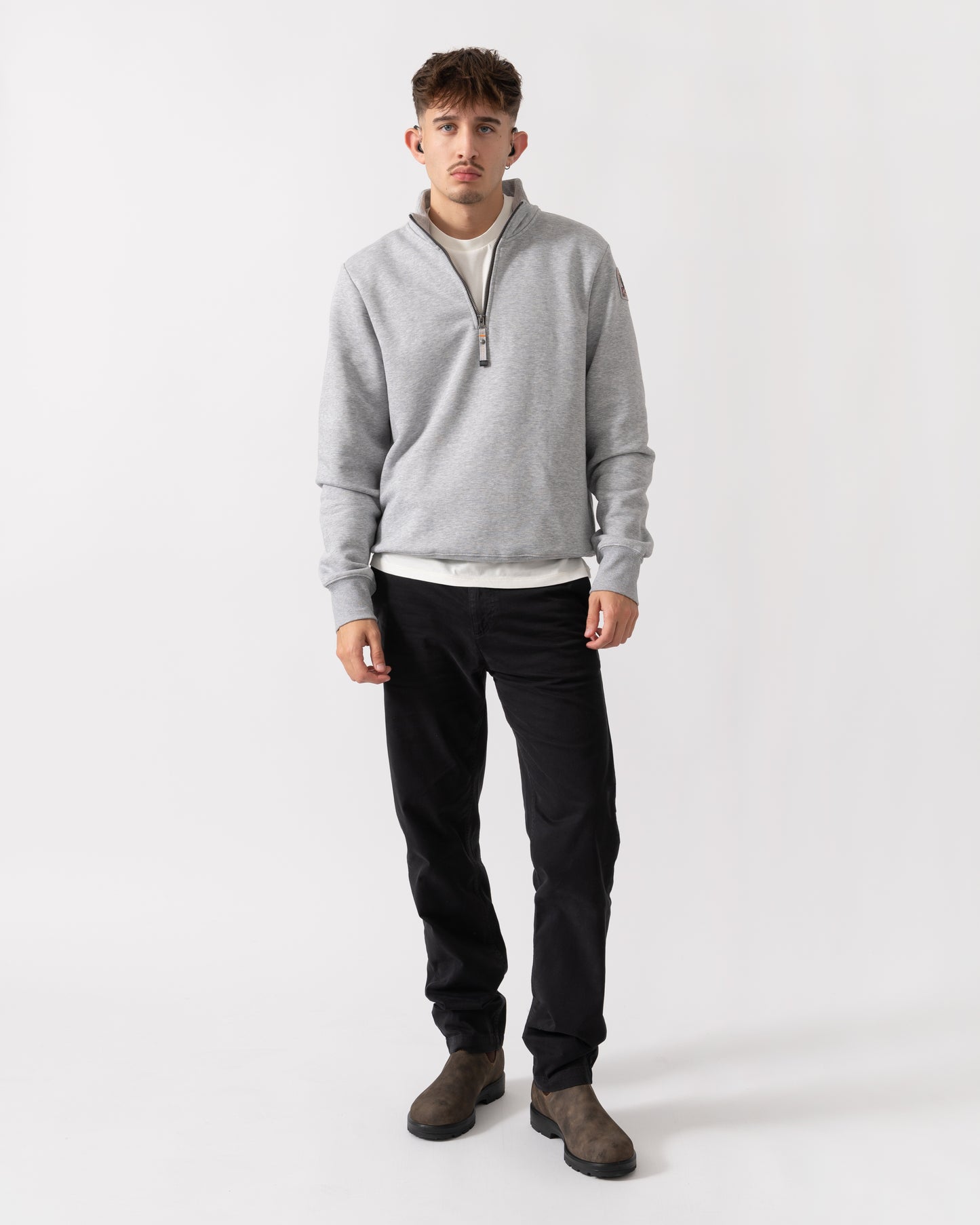 Parajumpers Broad Peak Mens Half Zip Sweatshirt - Ash Grey Melange 608