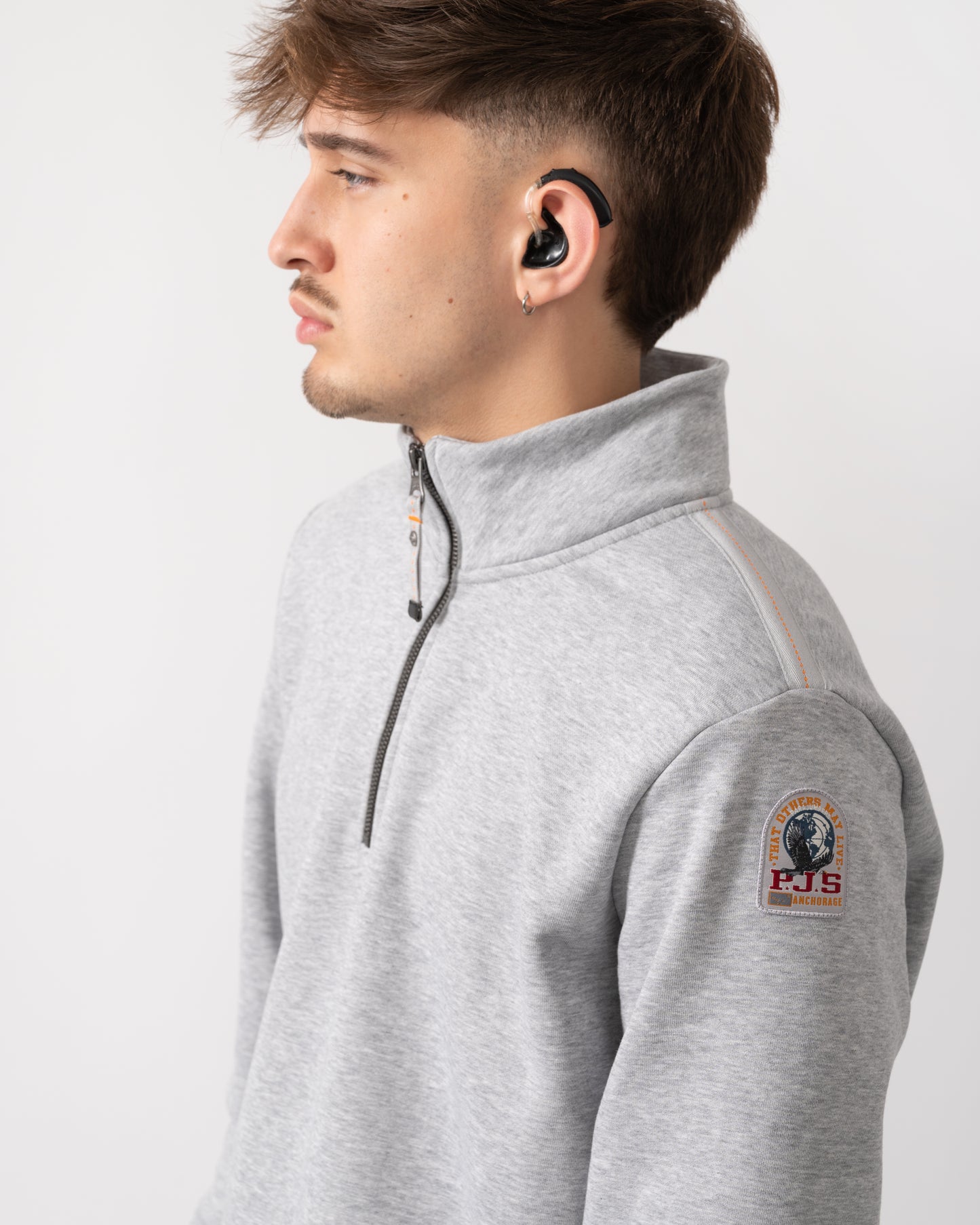 Parajumpers Broad Peak Mens Half Zip Sweatshirt - Ash Grey Melange 608