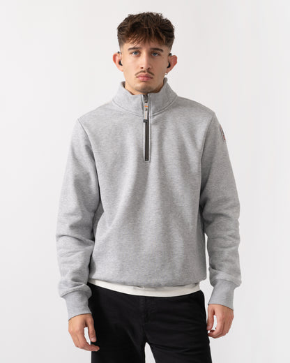 Parajumpers Broad Peak Mens Half Zip Sweatshirt - Ash Grey Melange 608