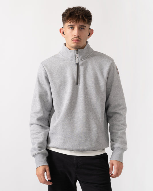 Parajumpers Broad Peak Mens Half Zip Sweatshirt - Ash Grey Melange 608