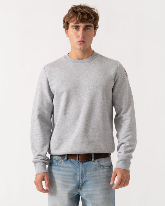Man wearing Parajumpers K2 Mens Sweatshirt - Ash Grey Melange 608