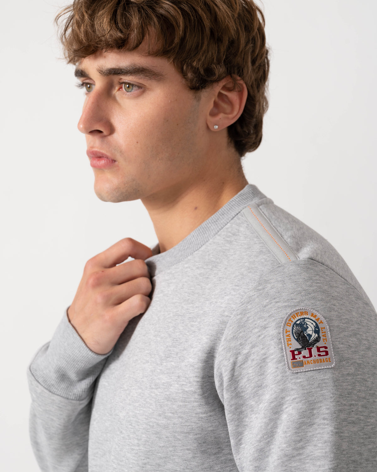Logo detail of Parajumpers K2 Mens Sweatshirt - Ash Grey Melange 608