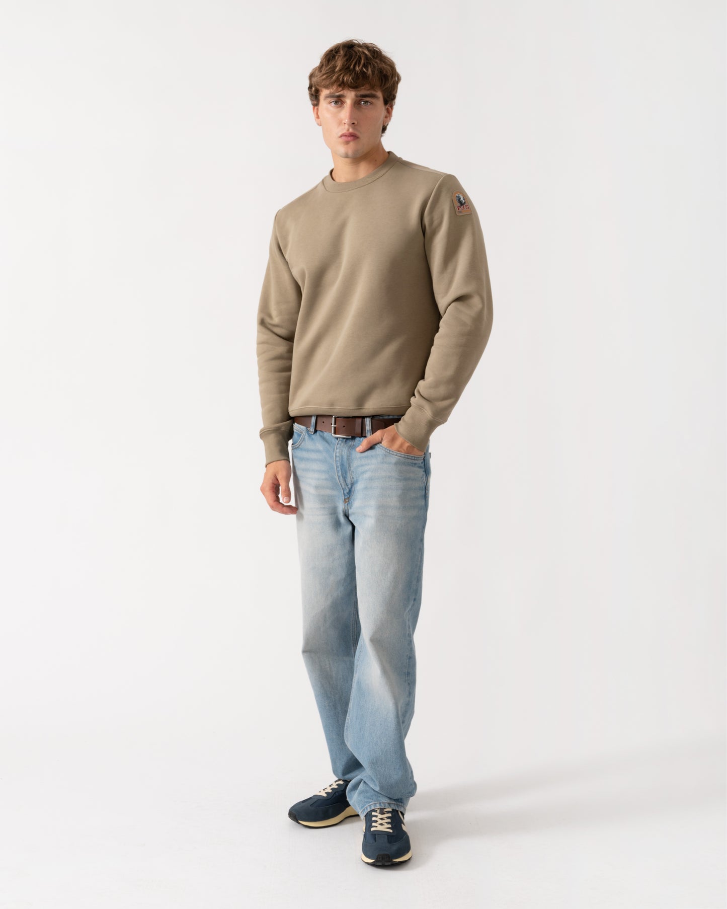 Outfit shot of Parajumpers K2 Mens Sweatshirt - Muted Khaki 136