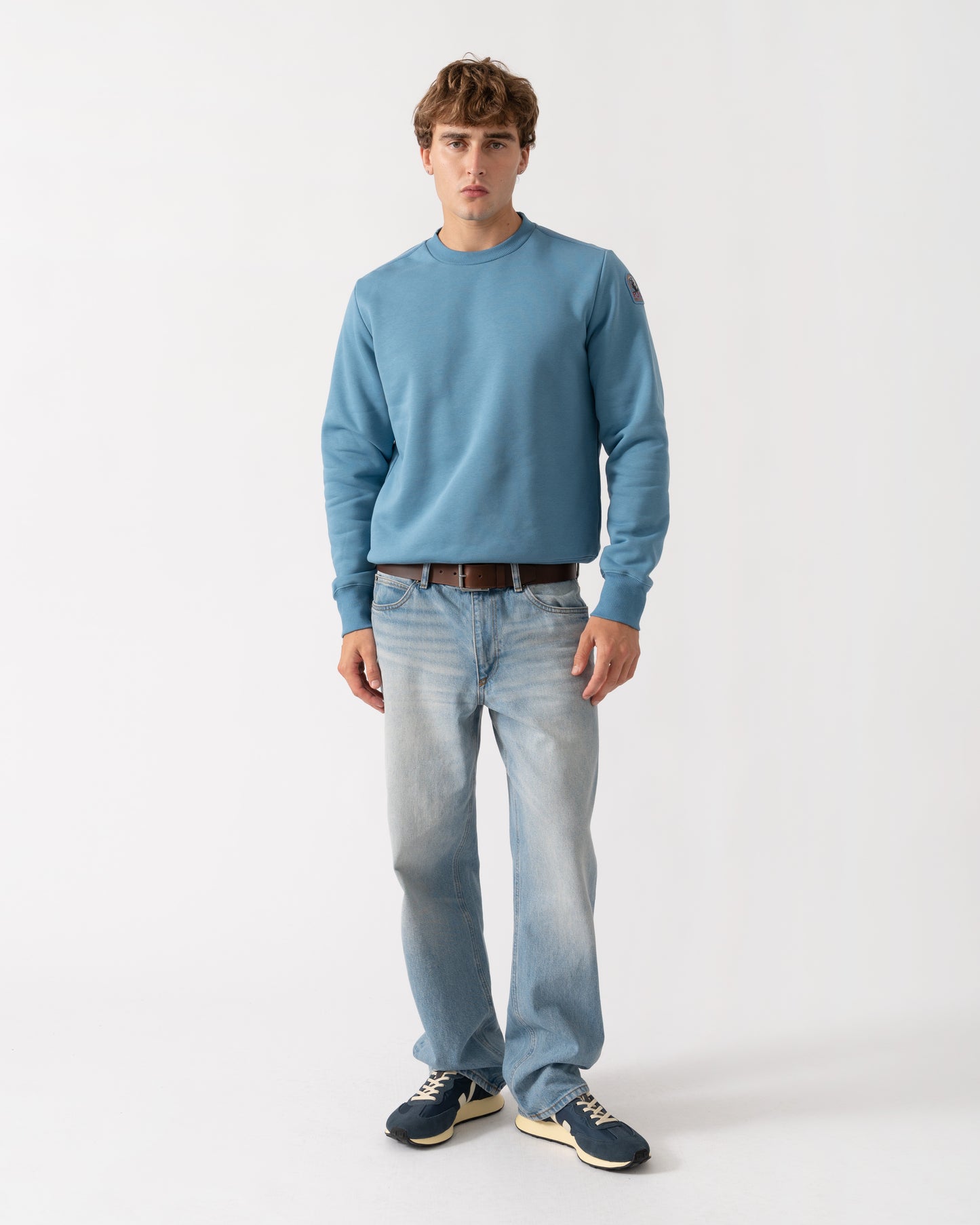 Outfit shot of Parajumpers K2 Mens Sweatshirt - Sky Steel 138