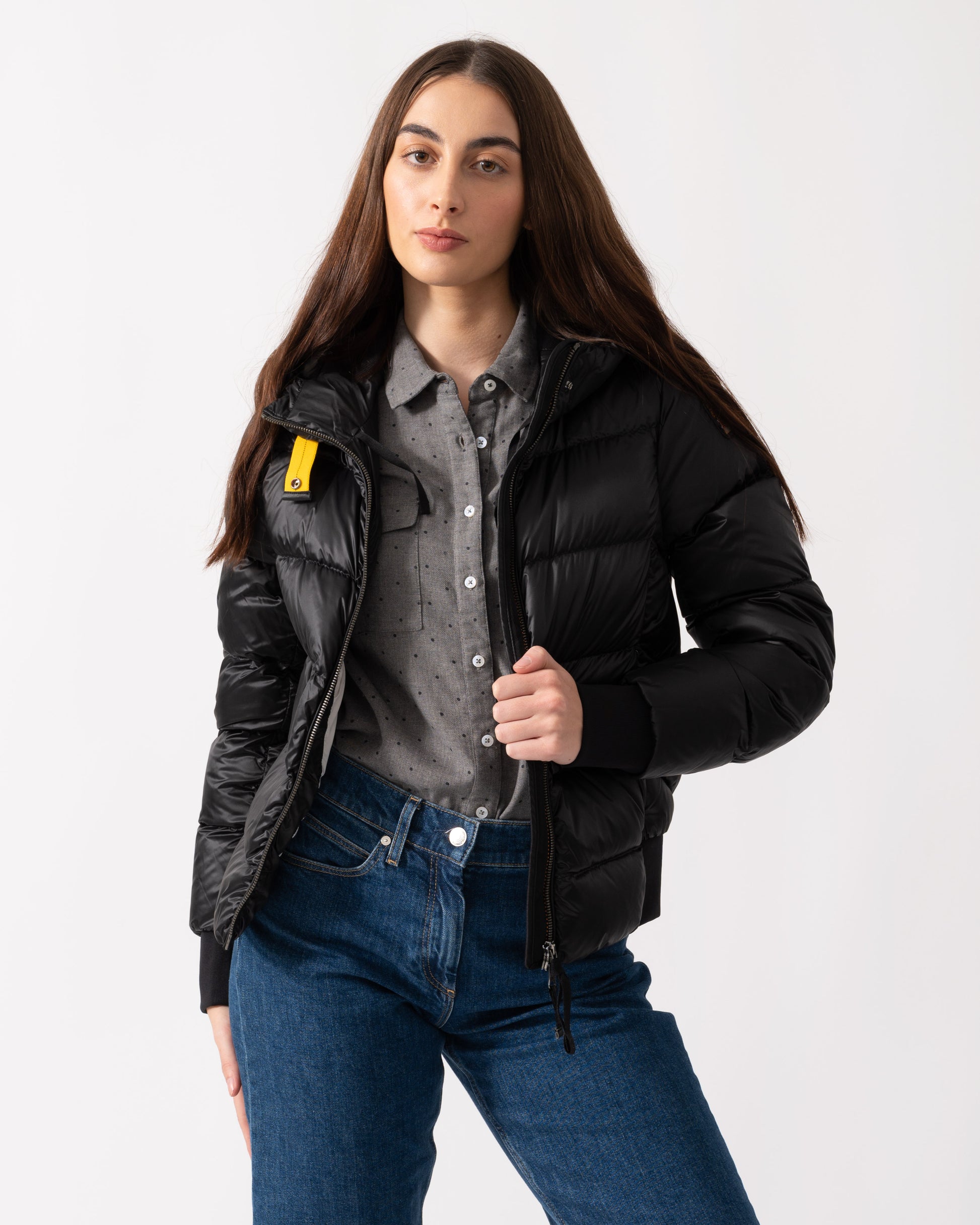 Parajumpers Mariah Womens Hooded Down Bomber - Black 541 - CHO - Designer Womens Bomber Jackets