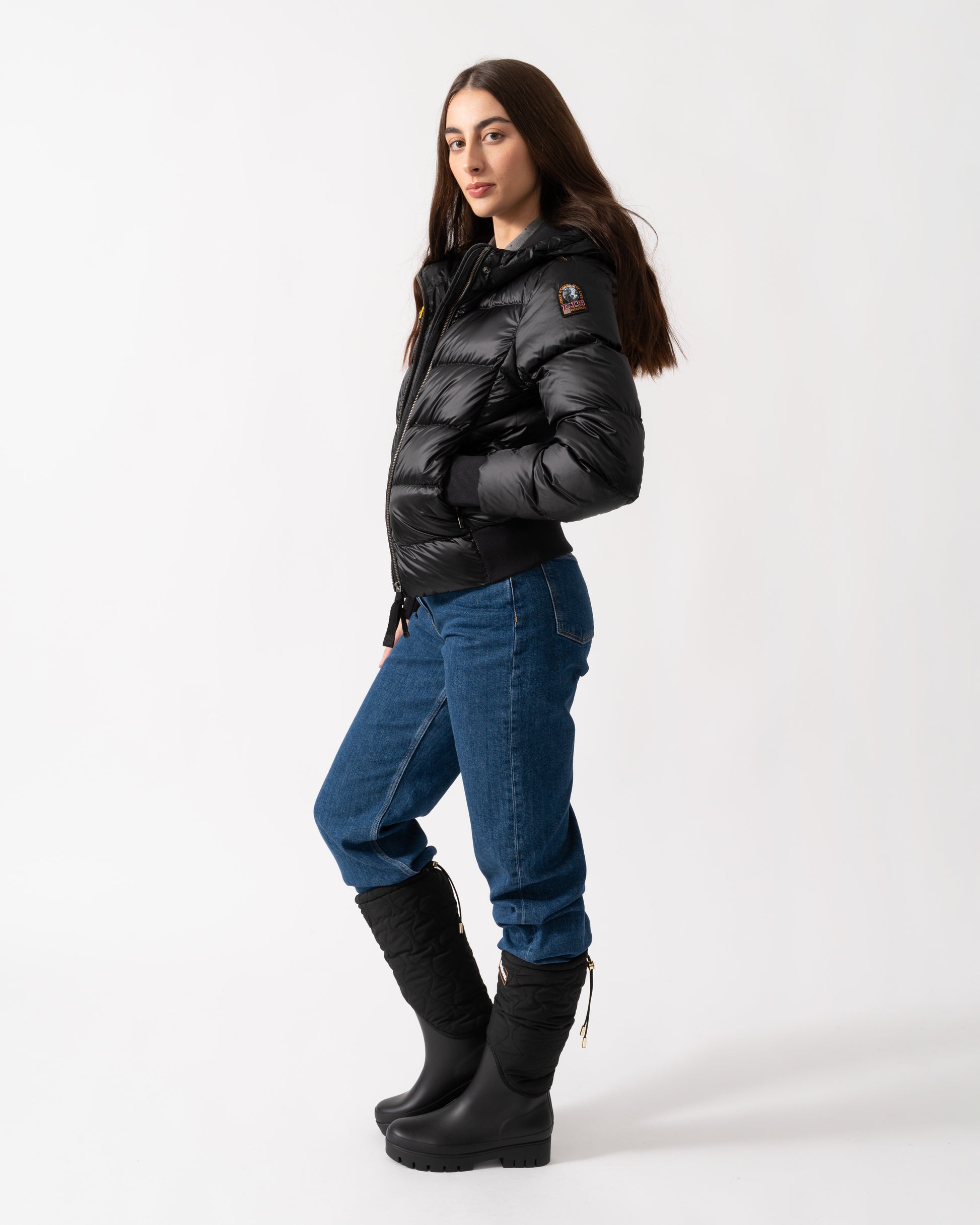 Parajumpers Mariah Womens Hooded Down Bomber - Black 541 - CHO - Designer Womens Bomber Jackets