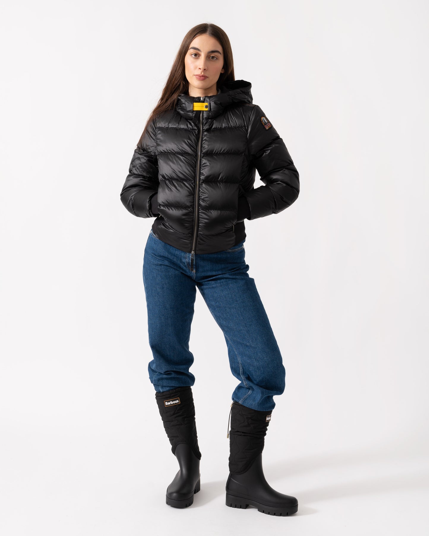 Parajumpers Mariah Womens Hooded Down Bomber - Black 541 - CHO - Designer Womens Bomber Jackets