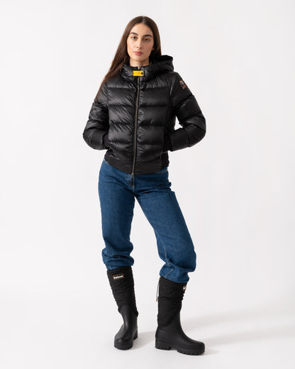Parajumpers Mariah Womens Hooded Down Bomber - Black 541 - CHO - Designer Womens Bomber Jackets